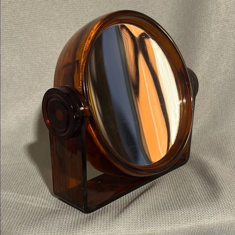 Vintage Acrylic Faux Tortoiseshell Double-sided Vanity Mirror